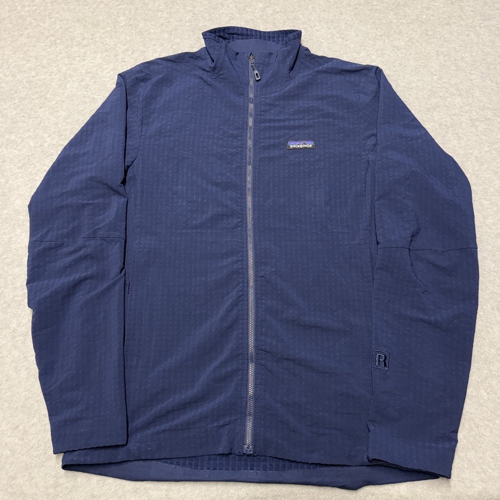 Patagonia R1 TechFace Jacket Mens M Blue Full Zip Grid Softshell Outdoor Hiking